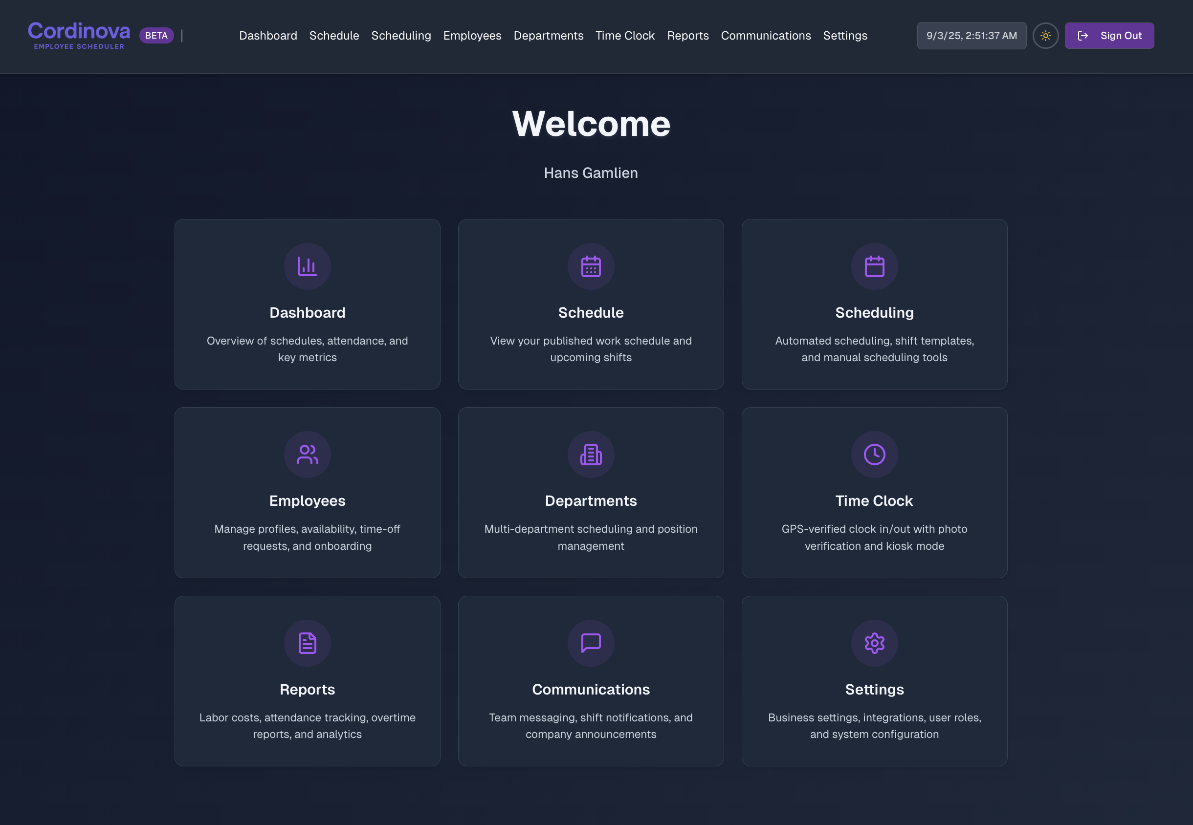 Cordinova Dashboard Preview - Current Development